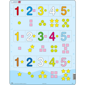Puzzle Čísla 1-5 s grafickými znaky 15 dílků