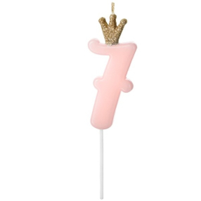 Svíčka narozeninová číslo 7, světle růžová, 9,5 cm
