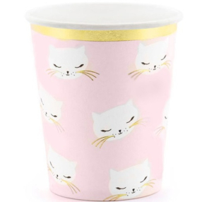 Meow party - kelímky papírové růžové Kočičky  6ks 200ml
