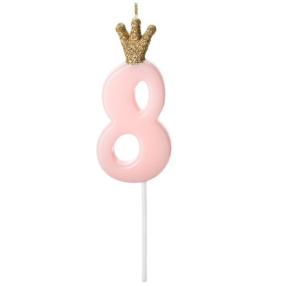 Svíčka narozeninová číslo 8, světle růžová, 9,5 cm