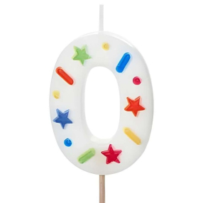 Svíčka narozeninová konfety číslo 0, 5,5 cm