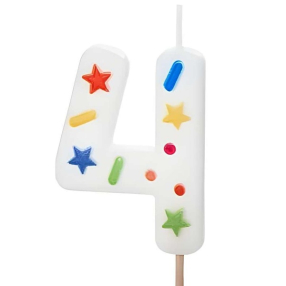 Svíčka narozeninová konfety číslo 4, 5,5 cm