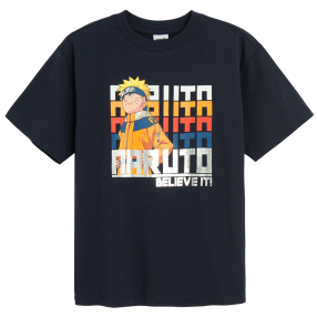 Tričko s krátkým rukávem a potiskem Naruto- černé