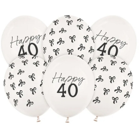 Balónky latexové ""Happy 40"" s mašličkami 30 cm 6 ks