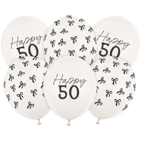 Balónky latexové ""Happy 50"" s mašličkami 30 cm 6 ks