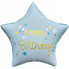 Balónek fóliová hvězda Happy Birthday 44cm