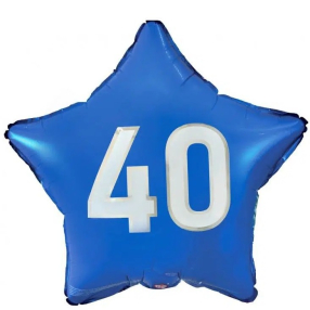 Balónek foliový hvězda "40" modrá 48 cm