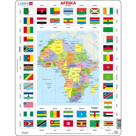 Puzzle Mapa Afriky + vlajky 70 dílků                    
