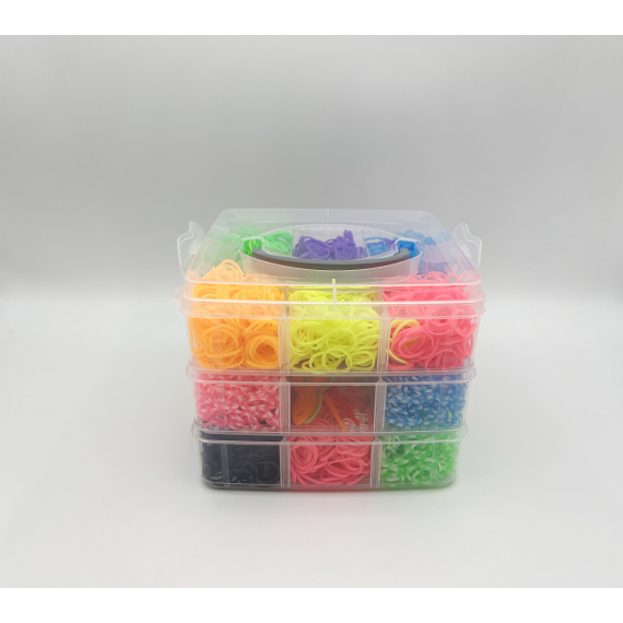 Sada gumiček 3 000 ks na výrobu náramků Loom Band - box velk                    