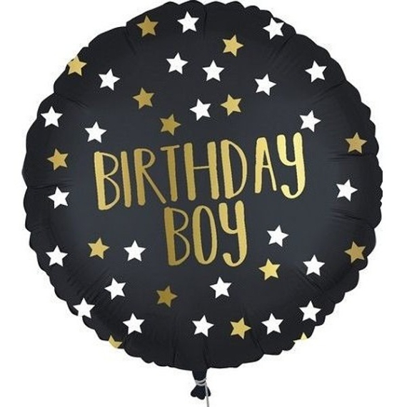 Balónek foliový Birthday Boy černozlatý 46 cm                    